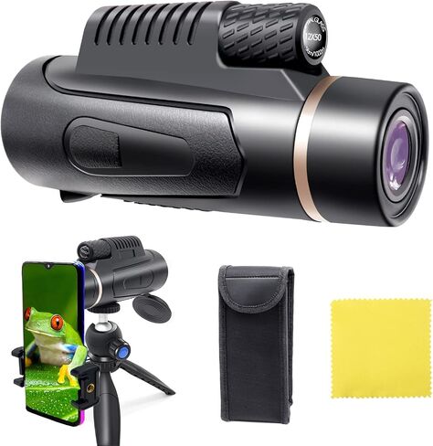 80x100 High Powered Monocular for Adults, HD Monocular with Adapter for Bird Watching Wildlife Hunting Hiking with Smartphone Holder & Tripod (Black04) in Saudi Arabia