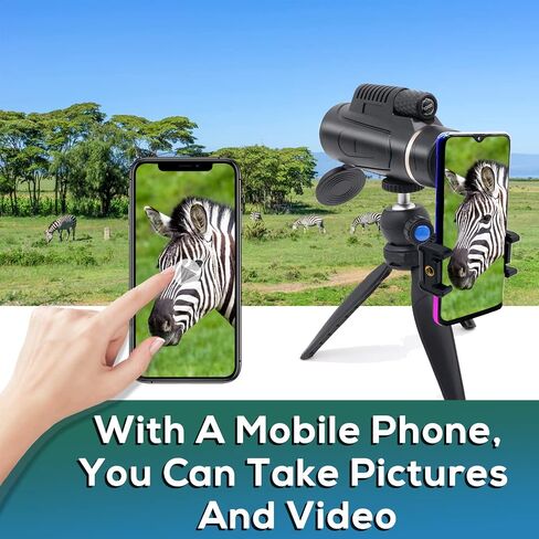 80x100 High Powered Monocular for Adults, HD Monocular with Adapter for Bird Watching Wildlife Hunting Hiking with Smartphone Holder & Tripod (Black04) in Saudi Arabia