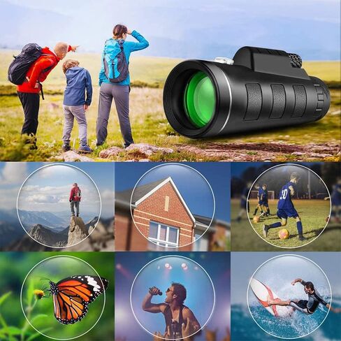 40X60 Monocular Telescope with Compass BAK-4 Prism, High Powered Monocular, Clear Low Light Vision Monocular Telescope with Phone Holder Tripod for Birdwatching Wildlife Hunting Camping Travel Hiking in Kuwait