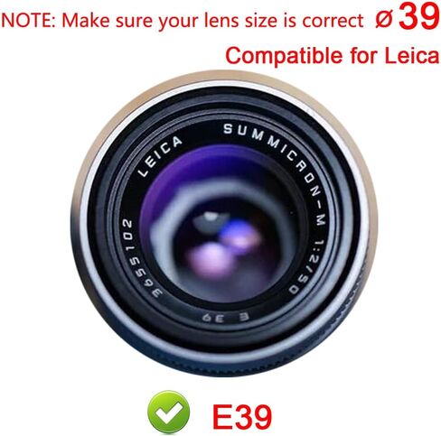 غطاء عدسة 39 ملم متوافق مع عدسة لايكا E39، M 50 ملم f/2، عدسة M 35 ملم F/2، عدسة M 28 ملم f/2.8، لعدسة فوجي فيلم XF 27 ملم f/2.8، عدسة XF 60 ملم f/2.4 R (عبوة من قطعتين) in Saudi Arabia