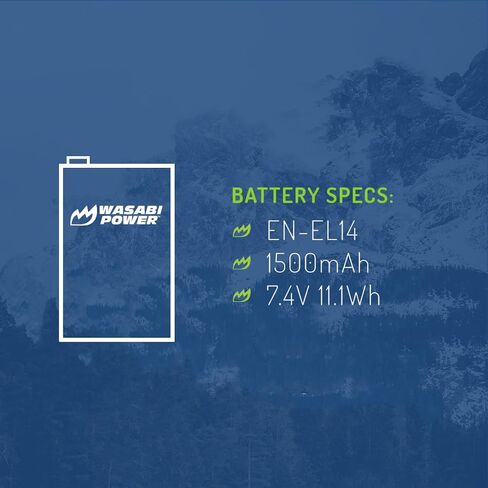 Wasabi Power Battery for Nikon EN-EL14, EN-EL14a and Nikon Coolpix P7000, P7100, P7700, P7800, D3100, D3200, D3300, D5100, D5200, D5300, Df in Kuwait