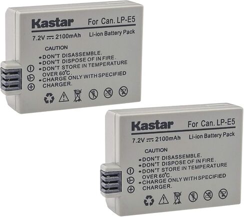 Kastar LP-E5 Battery (2-Pack) for LP-E5, LC-E5E and Canon EOS 450D, 500D, 1000D, Kiss F, Kiss X2, Kiss X3, Rebel XS, Rebel XSi, Rebel T1i Digital Cameras in Saudi Arabia