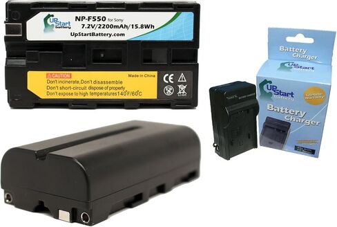 2 Pack - Replacement for Sony NEX-FS100 Battery + Charger - Compatible with Sony NP-F550 Digital Camera Battery and Charger (2200mAh 7.2V Lithium-Ion) in Saudi Arabia