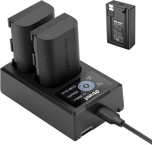 OTREST 2 Pack LP-E6NH Battery and Charger Set, 2250mAh Replacement Batteries for LP-E6NH & Dual USB Charger with LCD Screen, Compatible with Canon EOS R7 R5 R6 R 5D III IV 6D II 7D II 70D 80D 90D in Kuwait