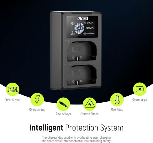 OTREST 2 Pack LP-E6NH Battery and Charger Set, 2250mAh Replacement Batteries for LP-E6NH & Dual USB Charger with LCD Screen, Compatible with Canon EOS R7 R5 R6 R 5D III IV 6D II 7D II 70D 80D 90D in Kuwait