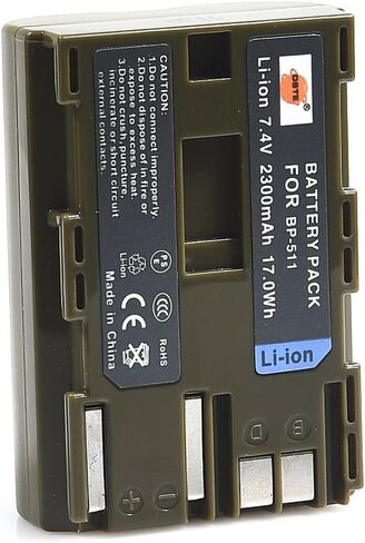 DSTE Replacement for 2X BP-511 + Dual LCD Battery Charger Compatible Canon EOS 300D 50D D30 D60 Digital Rebel Kiss DM-MV100X 100Xi 400 430 450 X1i with Type-C and Micro-USB Port as BP-511A in Saudi Arabia