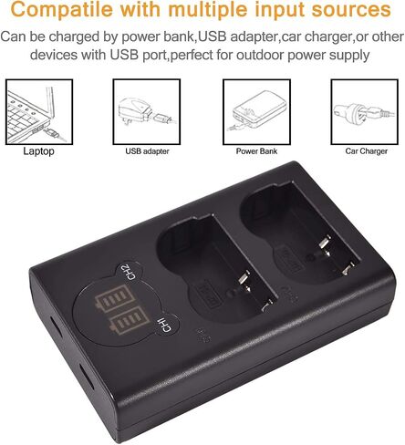 DSTE Replacement for 2X BP-511 + Dual LCD Battery Charger Compatible Canon EOS 300D 50D D30 D60 Digital Rebel Kiss DM-MV100X 100Xi 400 430 450 X1i with Type-C and Micro-USB Port as BP-511A in Saudi Arabia
