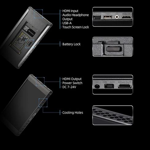 Portkeys PT6 DCI-P3 IPS Touchscreen 5.2'' On-Camera Field Monitor with 1080P 60 HDMI Output, 4K HDMI 30p Input, 3D LUT Out, Peaking Frame, Image Crop, Stretch Effect(Vertical), Peaking Frame in Saudi Arabia
