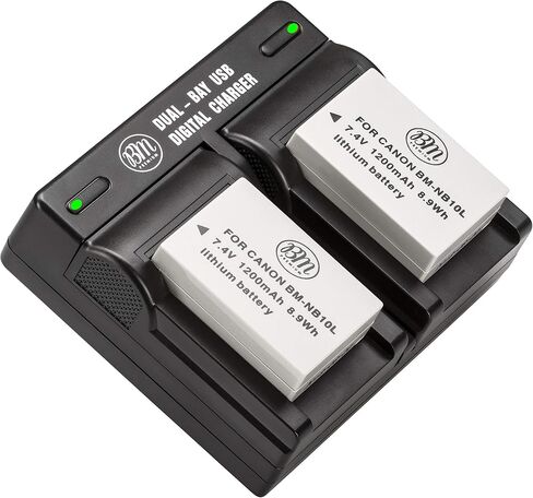 2 حزمة من بطاريات NB-10L ومجموعة شاحن بطاريات مزدوجة لكاميرا Canon PowerShot G15, G16, G1X, G3X, SX40 HS, SX40HS, SX50 HS, SX60 HS الرقمية in Saudi Arabia