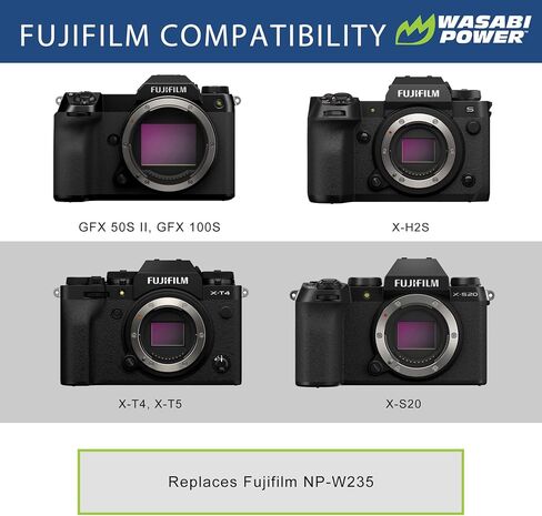 Wasabi Power Battery (2-Pack) & Charger for Fujifilm NP-W235 & Compatible with Fujifilm X-H2S, GFX 50S II, GFX 100S, Fujifilm X-T4, VG-XT4 Vertical Battery Grip in Saudi Arabia