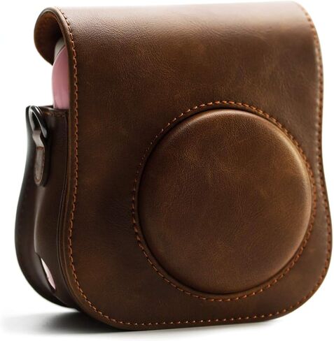 حافظة كاميرا HelloHelio Mini 26 مع حزام متقاطع لكاميرات Fujiflim Mini 25 26 الفورية (بني) in Kuwait