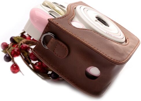 حافظة كاميرا HelloHelio Mini 26 مع حزام متقاطع لكاميرات Fujiflim Mini 25 26 الفورية (بني) in Kuwait