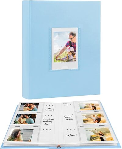 Photo Album for Fujifilm Instax Mini Camera, Photo Album for Polaroid, Leather Cover, 180 Pockets 2x3 Photo Album with Writing Space for Instax Mini 12 11 9 40 8 7 Evo LiPlay Instant Camera (Black) in Saudi Arabia