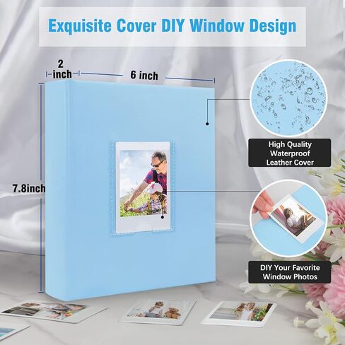 Photo Album for Fujifilm Instax Mini Camera, Photo Album for Polaroid, Leather Cover, 180 Pockets 2x3 Photo Album with Writing Space for Instax Mini 12 11 9 40 8 7 Evo LiPlay Instant Camera (Black) in Saudi Arabia