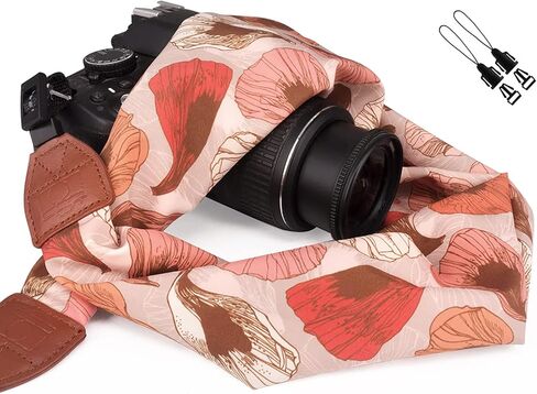 Elvam Universal Men and Women Scarf Camera Strap Belt Compatible with DSLR, SLR, Instant,Digital Camera - orange pattern in Kuwait