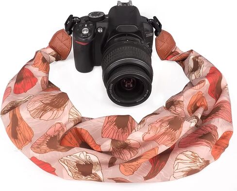 Elvam Universal Men and Women Scarf Camera Strap Belt Compatible with DSLR, SLR, Instant,Digital Camera - orange pattern in Kuwait