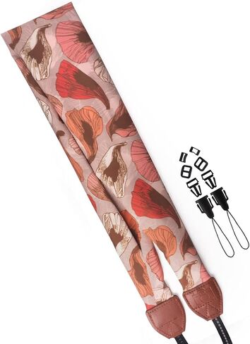 Elvam Universal Men and Women Scarf Camera Strap Belt Compatible with DSLR, SLR, Instant,Digital Camera - orange pattern in Kuwait