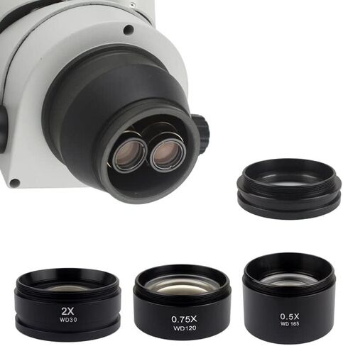 Microscope Accessories Kit Microscope Auxiliary Lens WD165 0.5X 0.7X 0.75X 1.5X 2.0X Auxiliary Objective Lens Thread 48mm Barlow Glass Lens for Stereo trinocular Microscope Microscope Slides (Color : in Saudi Arabia