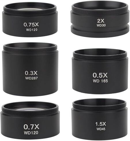 Microscope Accessories Kit Microscope Auxiliary Lens WD165 0.5X 0.7X 0.75X 1.5X 2.0X Auxiliary Objective Lens Thread 48mm Barlow Glass Lens for Stereo trinocular Microscope Microscope Slides (Color : in Saudi Arabia