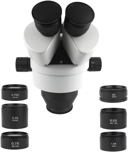 Microscope Accessories Kit Microscope Auxiliary Lens WD165 0.5X 0.7X 0.75X 1.5X 2.0X Auxiliary Objective Lens Thread 48mm Barlow Glass Lens for Stereo trinocular Microscope Microscope Slides (Color : in Saudi Arabia