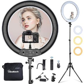 21inch Ring Light with Tripod and Phone Holder, 3000K-6000K Dimmable Bi-Color LED Light Ring for Makeup, Selfie, Vlog, YouTube Video, Camera - Control with Remote