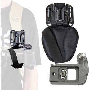 SPIDER HOLSTER - مجموعة حافظة كاميرا SpiderPro الإصدار 2 لحمل كاميرا DSLR احترافية مع حافظة كاميرا ذاتية القفل، ولوحة كاميرا DSLR، ودبوس من الفولاذ المقاوم للصدأ - متوافق مع أي حزام in Kuwait