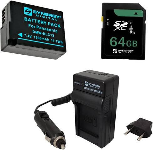 Synergy Digital Accessory Kit, Compatible with Panasonic Lumix GX85 Mirrorless Digital Camera Includes: pt66 Charger, SDDMWBLG10 Battery, SY-SD64GB Memory Card in Saudi Arabia