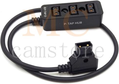 Metal Triple P-TAP D-tap V-Mount Power Splitter, D-tap to 3ports D-tap P-tap Splitter, Dtap Three-Way Splitter Battery hub (Red 3-port 60cm) in Saudi Arabia