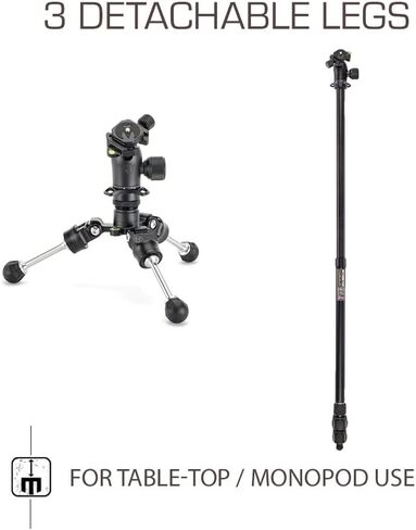 3 Legged Thing Charles 2.0 Aluminium Tripod Kit with AirHed Pro – Adjustable Camera Tripod with 3 Detachable Legs - Darkness (CHARLESKITDARK2) in Saudi Arabia