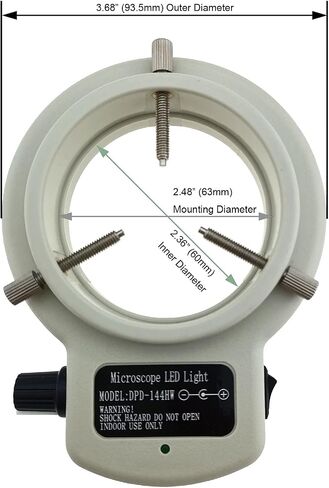 QAREQU 144 LED Ring Light Adjustable Illuminator for HDMI Camera Microscope Brightness, 2.48 inch Mounting Diameter in Kuwait