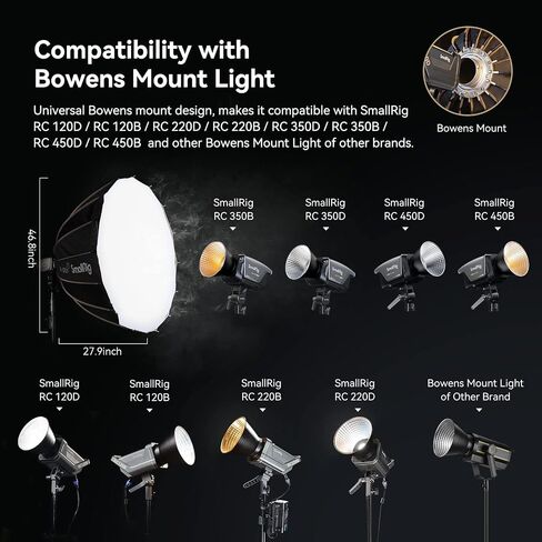 SMALLRIG Parabolic Softbox Quick Release, Parabolic Softbox, Compatible with SmallRig RC 120D/RC 120B/RC 220D/RC220B and Other Bowens Mount Light (33.5inch/85cm) in Saudi Arabia
