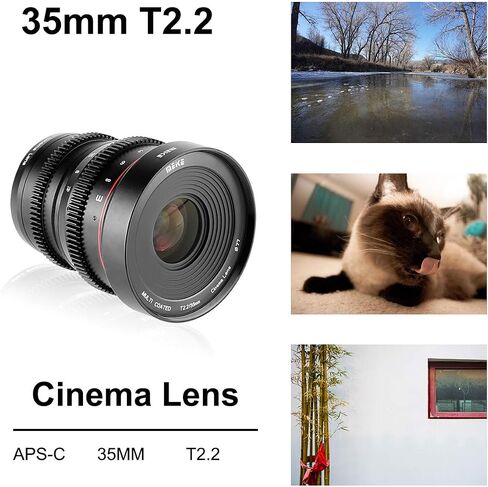 MEKE 35mm T2.2 Large Aperture Manual Focus Low Distortion 4K Mini Cine Lens Compatible with Fujifilm X Mount Cameras X-H1 X-T3 X-T4 X-T5 X-T20 X-T10 X-T2 X-T200 X-Pro2 X-T1 X-T100 X-E1 X30 X70 X-S10 in Saudi Arabia