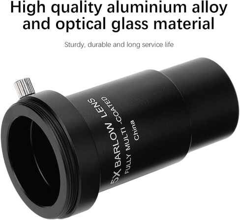 5X Barlow Lens, Black Metal Barlow Lens/T Adapter for 1.25'' Telescope, M42 x 0.75mm Thread Pitch Lens, for Astronomical Photography - Fully Multi Coated FMC in Kuwait