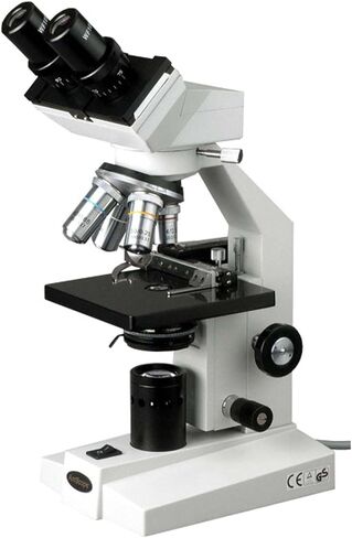AmScope B100A-MS Compound Binocular Microscope, 40X-1600X Magnification, Brightfield, Tungsten Illumination, Abbe Condenser, Mechanical Stage in Saudi Arabia