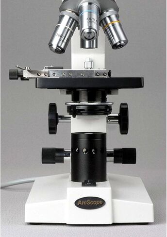AmScope B100A-MS Compound Binocular Microscope, 40X-1600X Magnification, Brightfield, Tungsten Illumination, Abbe Condenser, Mechanical Stage in Saudi Arabia
