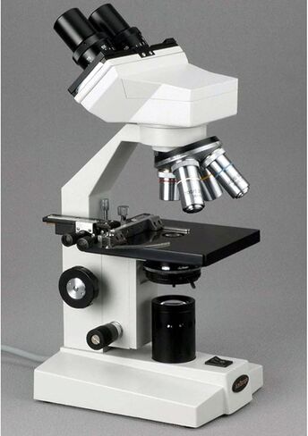 AmScope B100A-MS Compound Binocular Microscope, 40X-1600X Magnification, Brightfield, Tungsten Illumination, Abbe Condenser, Mechanical Stage in Saudi Arabia