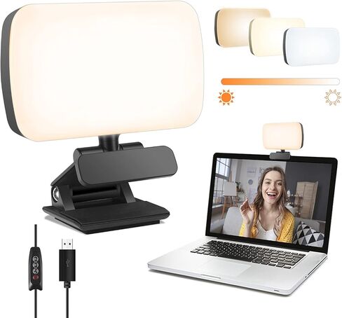 Video Conference Lighting, Webcam Lighting for Remote Working, Zoom Lighting for Laptop/Computer, Zoom Calls, Live Streaming, Self Broadcasting, Video Light for Zoom Meeting with Sturdy Clip in Saudi Arabia