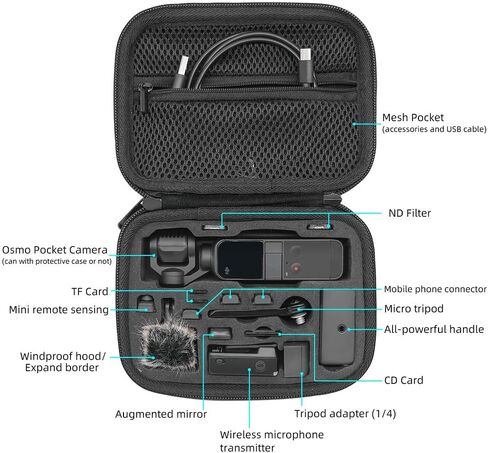 Osmo Pocket 3 Carrying Case, Portable Travel Storage Protective Carry Bag for DJI OSMO Pocket 3 Creator Combo Accessories, Carry Bag Large Capacity Protective Handbag All in One Gadget Storage Bag in Saudi Arabia