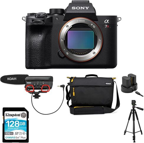 Sony 61MP Full-Frame Mirrorless Camera (Body Only) Bundle with Shotgun Camera Mic, Two-Pack Rechargeable Battery and Dual Charger, 60-Inch Tripod, Camera Bag, and 128GB Read Memory Card (6 Items) in Saudi Arabia