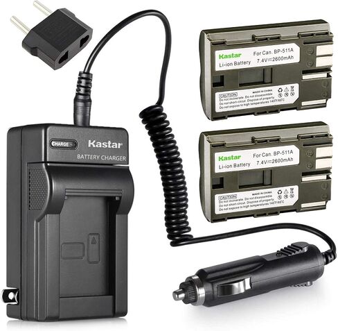 Kastar Travel Charger for BP-511, BP-511A, BP511, BP511A and EOS 5D, 10D, 20D, 30D, 40D, 50D, Digital Rebel 1D, D60, 300D, D30, Kiss Powershot G5, Pro 1, G2, G3, G6, G1, Pro90 etc. in Saudi Arabia