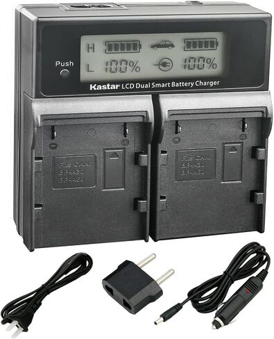Kastar 2-Pack BP-A60 Battery and AC LCD Dual Fast Charger Compatible with Canon EOS C300 Mark III Digital Cinema Camera, C500 EF Mount 4K Cinema Camera, EOS C500 PL 4K Cinema PL C 500 Camcorder in Saudi Arabia