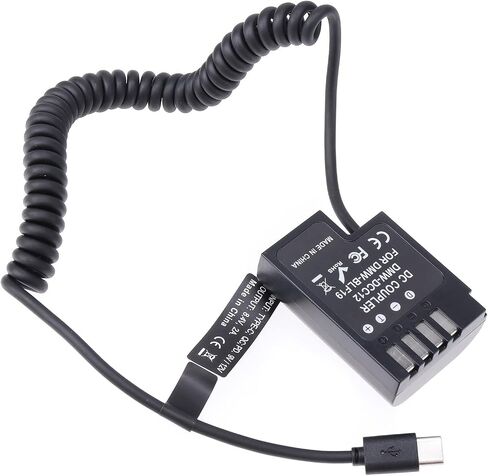 FocusFoto USB-C Type-C to Full Decoded DMW-BLF19 Dummy Battery DMW-DCC12 Coupler Power Adapter Spring Cable for Panasonic GH3 GH4 GH5 GH5s Camera. in Saudi Arabia