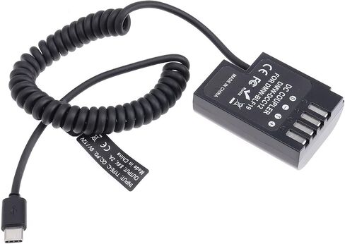 FocusFoto USB-C Type-C to Full Decoded DMW-BLF19 Dummy Battery DMW-DCC12 Coupler Power Adapter Spring Cable for Panasonic GH3 GH4 GH5 GH5s Camera. in Saudi Arabia