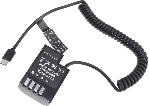 FocusFoto USB-C Type-C to Full Decoded DMW-BLF19 Dummy Battery DMW-DCC12 Coupler Power Adapter Spring Cable for Panasonic GH3 GH4 GH5 GH5s Camera. in Saudi Arabia