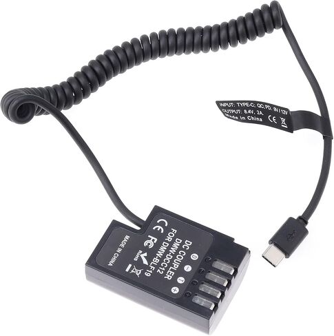 FocusFoto USB-C Type-C to Full Decoded DMW-BLF19 Dummy Battery DMW-DCC12 Coupler Power Adapter Spring Cable for Panasonic GH3 GH4 GH5 GH5s Camera. in Saudi Arabia