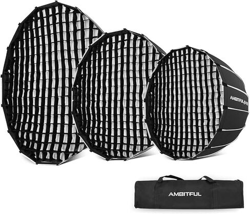AMBITFUL QD-P70 27.5 بوصة 70 سم محمول سريع التركيب، صندوق سوفت بوكس ​​مكافئ عميق مع شبكة قرص العسل لـ Godox SL-60W VL150 VL200 VL300 UL150 SL150II (QD-P70) in Kuwait