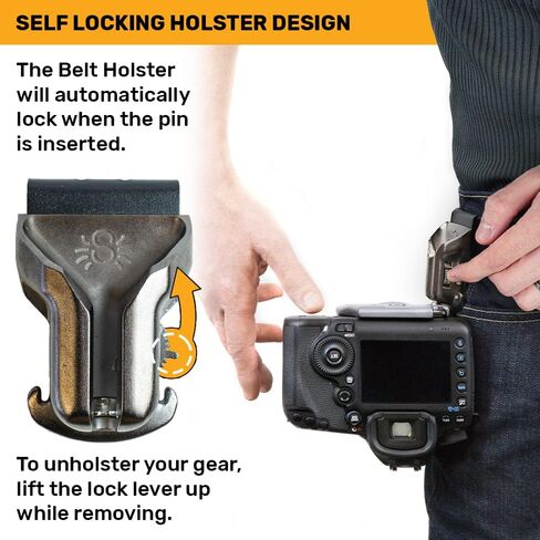 SPIDER HOLSTER – SpiderPro Camera Holster Set v2 for Carrying Professional DSLR Camera with Clip-On Self-Locking Camera Holster, DSLR Camera Plate, and Stainless Steel Pin – Compatible with Any Belt in Kuwait