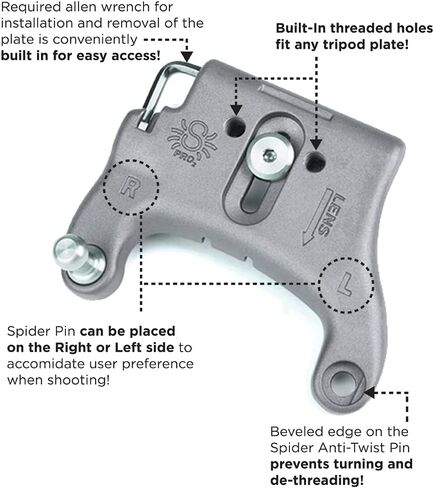SPIDER HOLSTER – SpiderPro Camera Holster Set v2 for Carrying Professional DSLR Camera with Clip-On Self-Locking Camera Holster, DSLR Camera Plate, and Stainless Steel Pin – Compatible with Any Belt in Kuwait