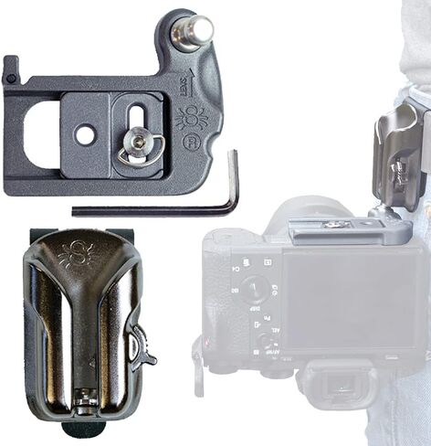 SPIDER HOLSTER – SpiderPro Camera Holster Set v2 for Carrying Professional DSLR Camera with Clip-On Self-Locking Camera Holster, DSLR Camera Plate, and Stainless Steel Pin – Compatible with Any Belt in Kuwait