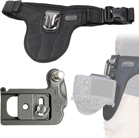 Spider Holster - نظام الكاميرا الفردية SpiderPro DSLR v2 لحمل كاميرا احترافية واحدة ومعدات ثقيلة تتميز بحزام مع حافظة كاميرا مدمجة ذاتية القفل للوصول الآمن إلى الكاميرا ذات السحب السريع in Kuwait